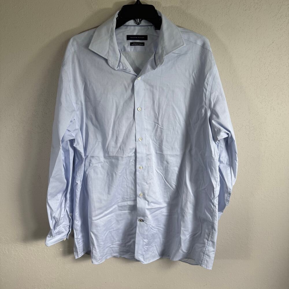 Men’s 17 Light Blue Tommy Hilfiger Formal Office Church Regular Fit Button Up